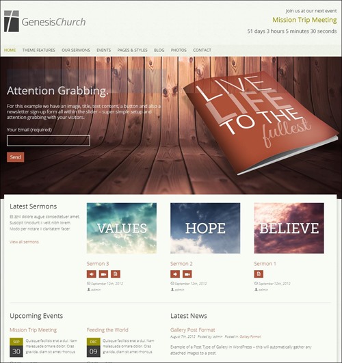 genesis church websites templates