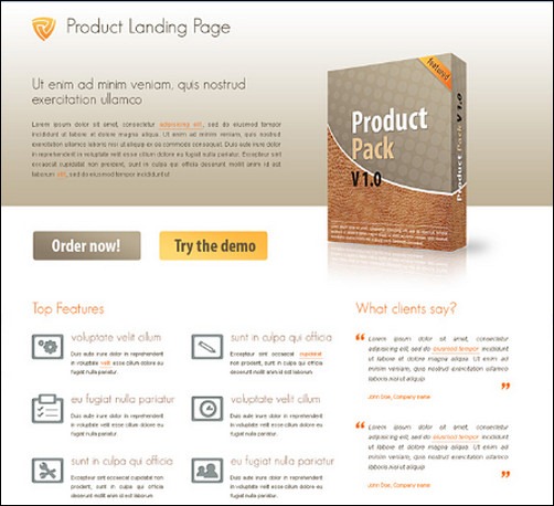 product landing page templates