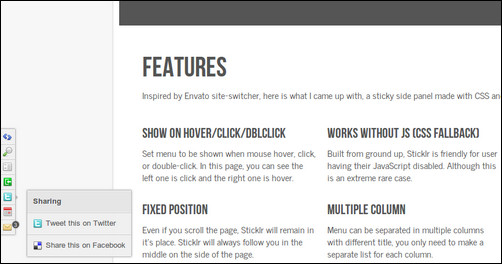 sticklr jQuery menu plugins