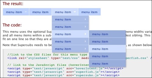 superfish jQuery menu plugins