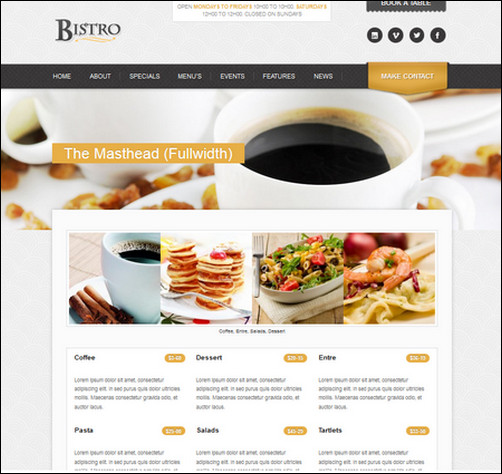 bistro restaurant menu templates