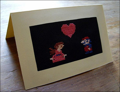 Cross-stitch valentines card