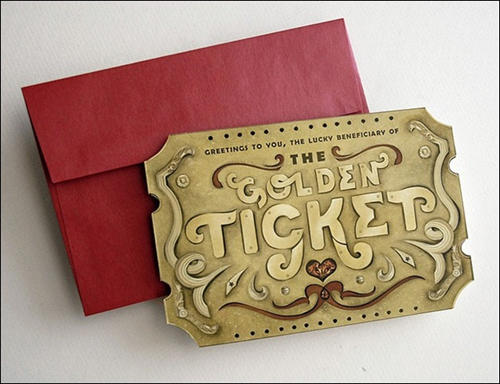 Golden Ticket Valentine Scratch Off Card