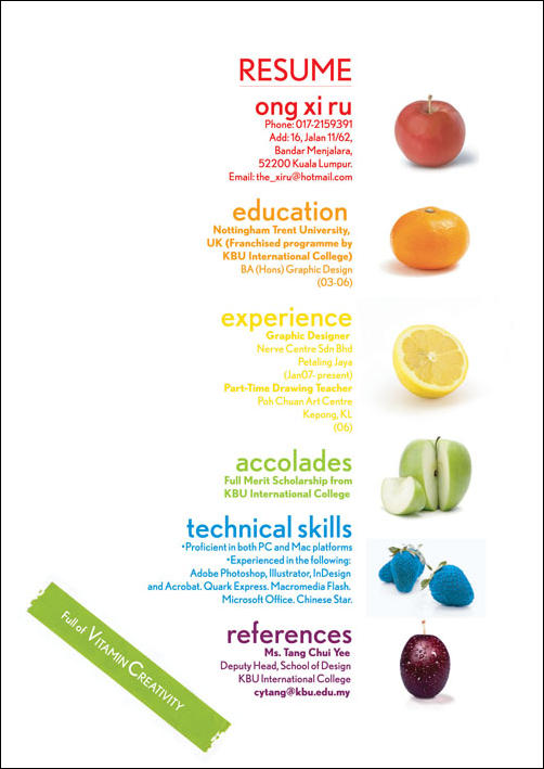 Fruit Inspired Resume
