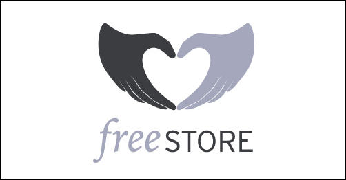 The Free Store by levelb heart shaped logos