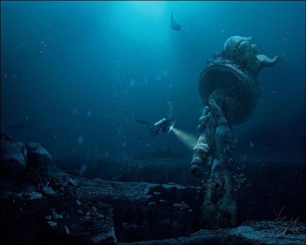 Statue of Liberty Underwater 