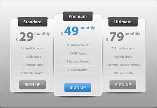 Free Slick Modern Pricing Table PSD