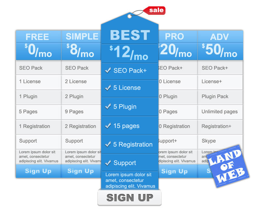 Freebie: Pricing Table PSD Template