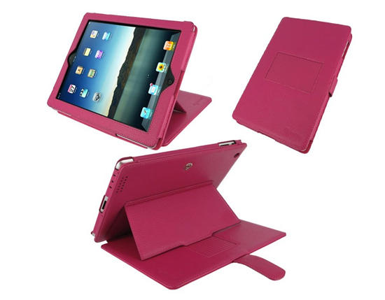 rooCASE Leather Case with 24 Angle Adjustable Stand for Apple iPad 2 