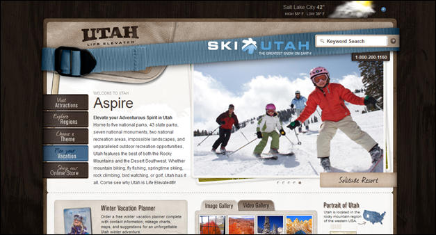 Utah Travel - websites using wood textures