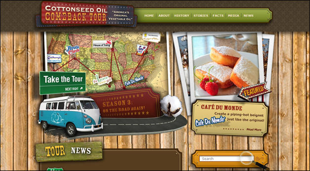 Cottonseed Oil Comeback tour - websites using wood textures