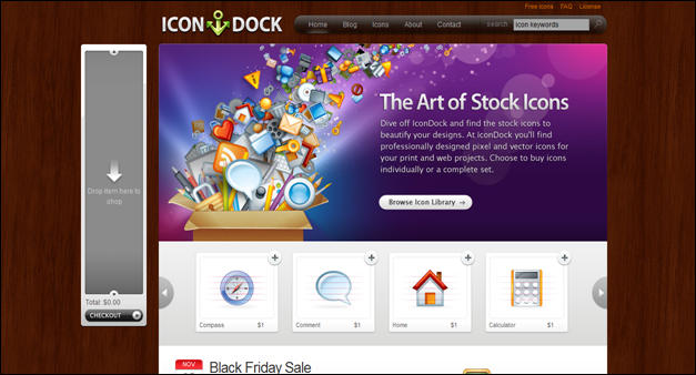 Icon Dock - websites using wood textures