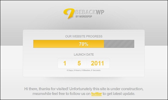 BeBack-WP under construction wordpress themes