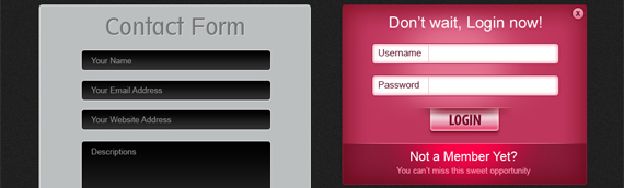 login and contact form psds