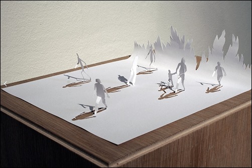 Running-Fire-II-paper-sculptures
