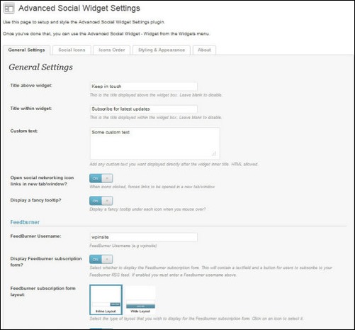 Advanced Social Widget wordpress facebook plugin