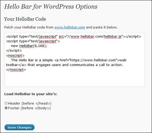 Hello Bar wordpress facebook plugin