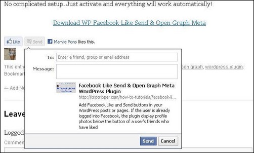 Like Send & Open Graph Meta wordpress facebook plugin