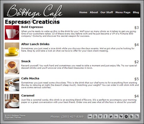 bottega restaurant menu templates