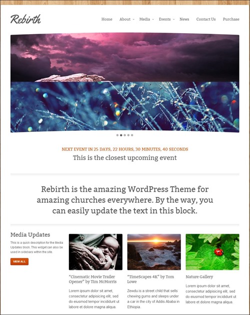 rebirth church websites templates