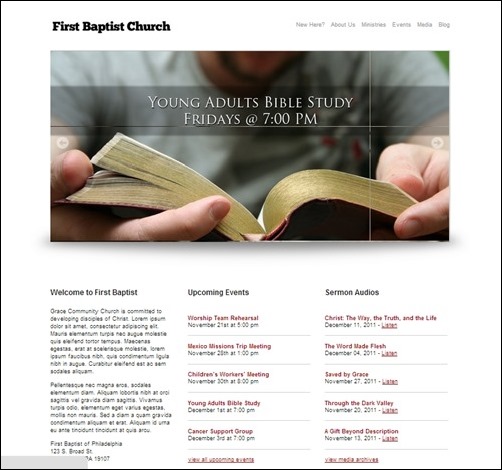 simple church websites templates