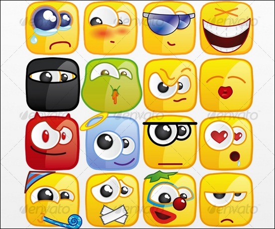 36-square-emoticons-pack